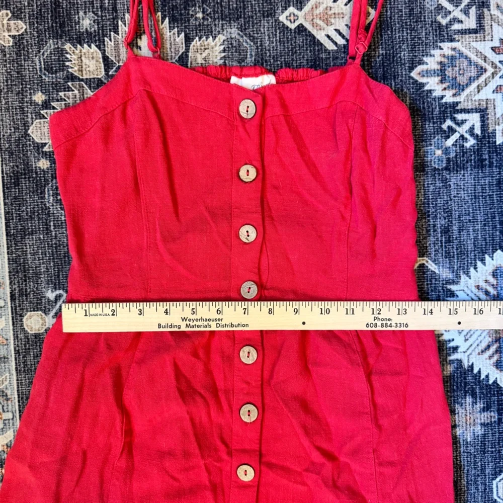 Universal Thread Women’s Adjustable Spaghetti Straps Red Button-Down Sundress M - Picture 10 of 12
